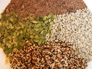 Oats, Pumpkin Seeds, Sunflower Seeds, Quinoa mixed together for Homemade Granola