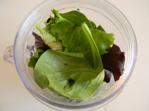 Mixed greens in blender