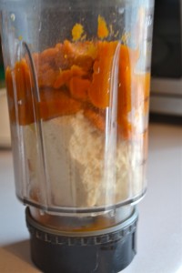 pumpkin and tofu in blender