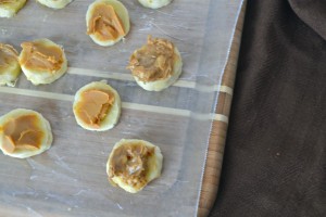 Spread peanut butter on top of slices, creamy or chunky, or both. 