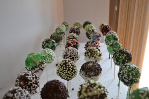 Cake Pops Setting in Styrofoam