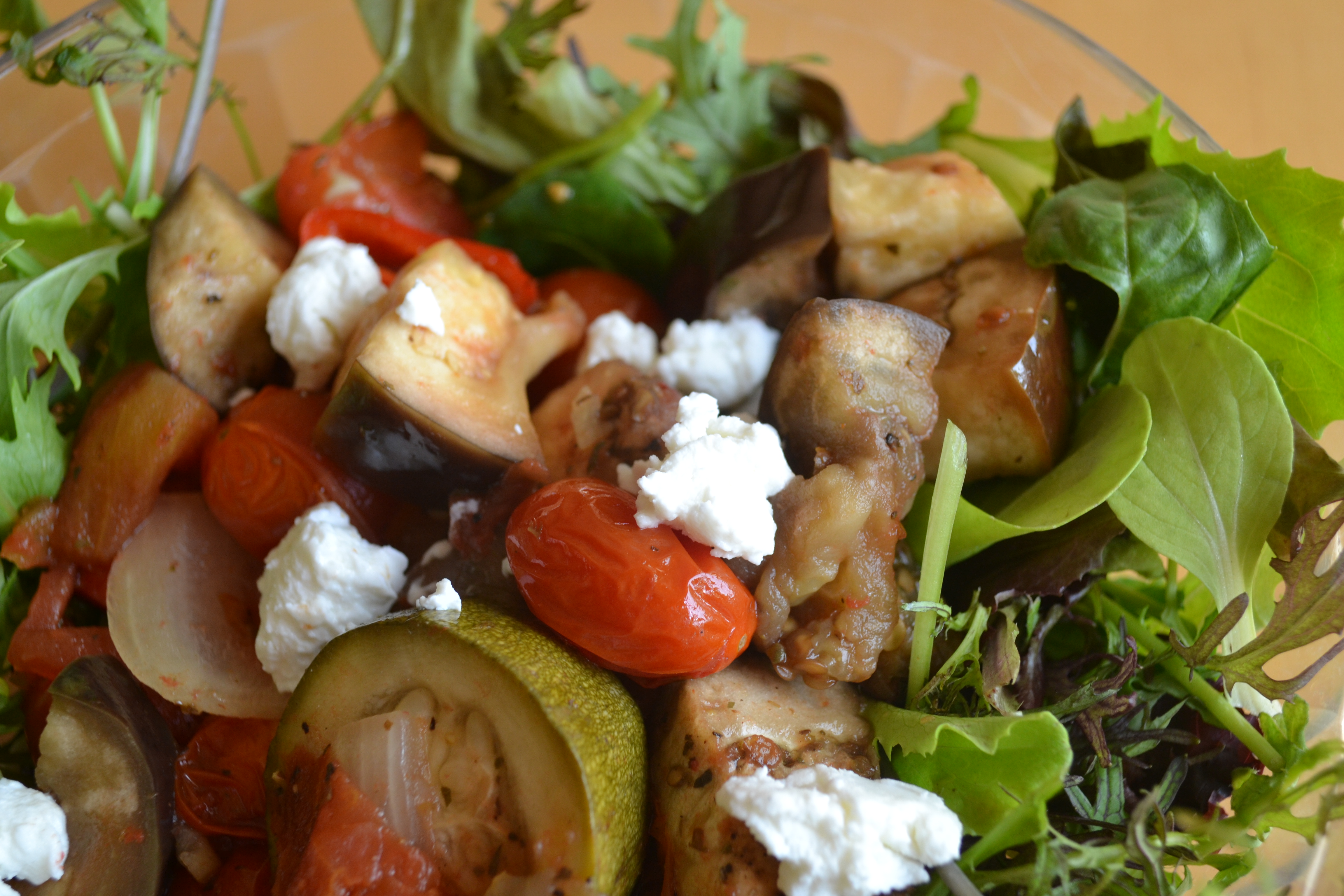 Ratatouille with Goat Cheese and Spring Mix
