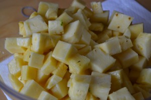 cut up pineapple for pineapple infused vodka