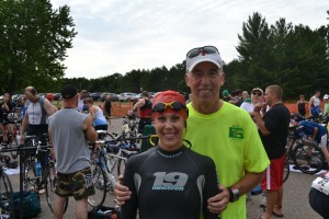 me and my dad at the triathlon