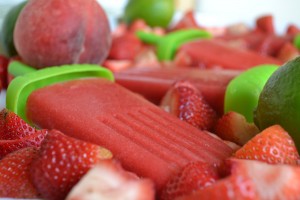 strawberry and peach popsicles