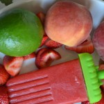 strawberry and peach popsicles