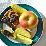 sunflower seed butter with apples and raisins