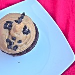 clean chocolate cupcake with peanut butter frosting
