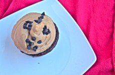 clean chocolate cupcake with peanut butter frosting