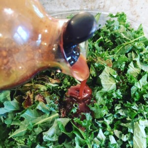 dressing on kale salad